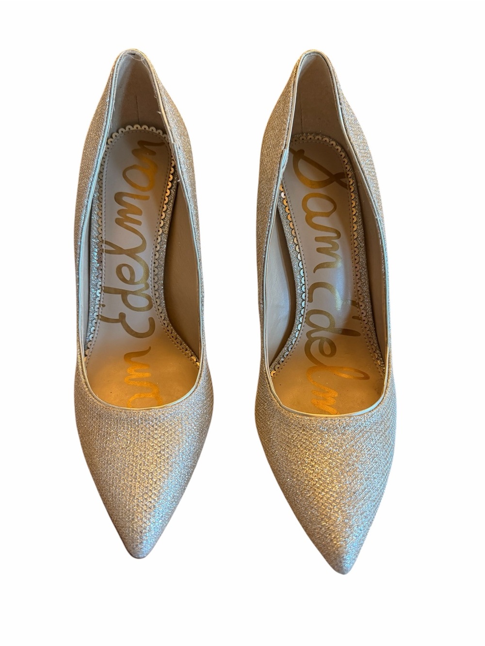 Sam Edelman Champagne Glitter Pointed-Toe Pumps